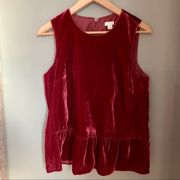 J. Crew sleeveless velvet peplum top in cranberry - Picture 1 of 3